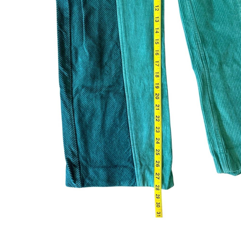 Sveti Stefan Green Colorblock Corduroy Wide Leg High Rise Trousers Size US 4 - Picture 9 of 10